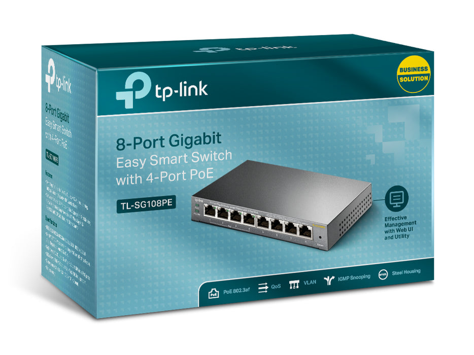 TP-Link 8-Port Gigabit Easy Smart Switch with 4-Port PoE, Managed, L2, Gigabit Ethernet (10/100/1000), Power over Ethernet (PoE)