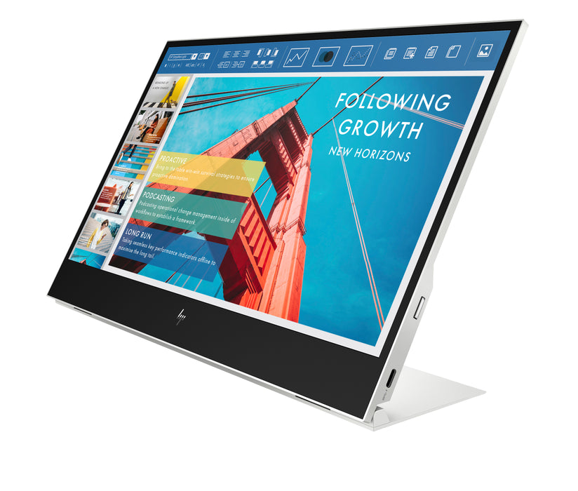 HP E-Series E14 G4 Portable Monitor, 35.6 cm (14"), 1920 x 1080 pixels, Full HD, LCD, 5 ms, Silver