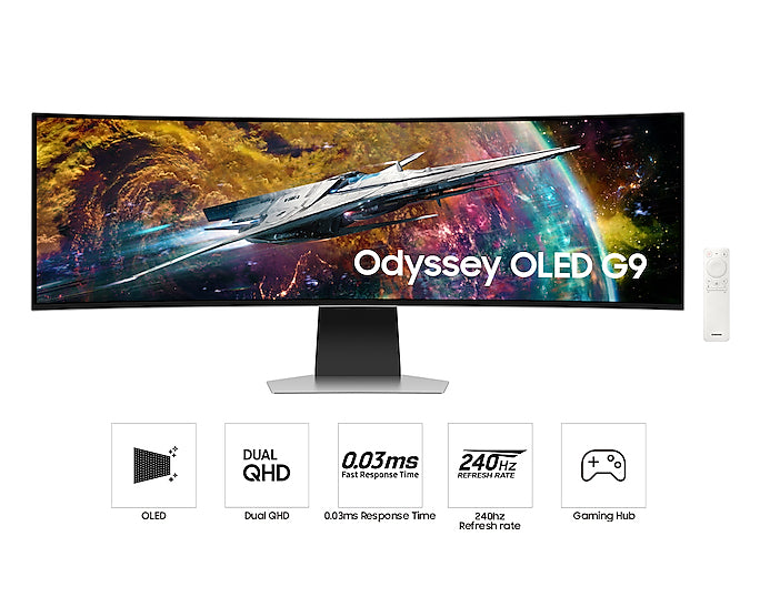 Samsung LS49CG954SU, 124.5 cm (49"), 5120 x 1440 pixels, DQHD, OLED, 0.03 ms, Silver