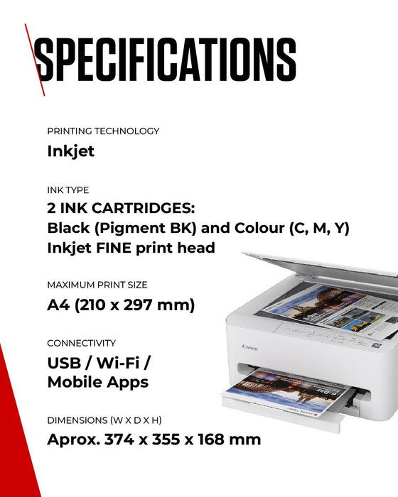 Canon PIXMA TS4150i, Inkjet, Colour printing, 1200 x 1200 DPI, A4, Direct printing, White