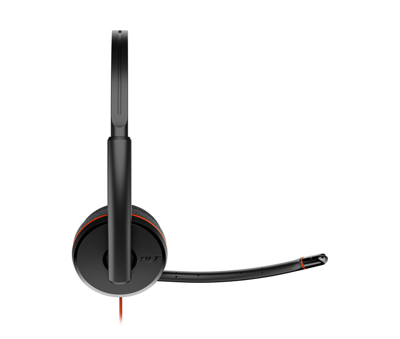 HP Poly Blackwire 3220 Stereo USB-C Headset +USB-C/A Adapter (Bulk), Wired, Office/Call center, 20 - 20000 Hz, Headset, Black