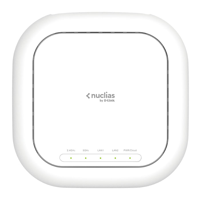 D-Link Nuclias AX3600 Wi-Fi Cloud-Managed Access Point, 2.4 GHz, 5 GHz, 2402 Mbit/s, SSID, WPA, WPA-RADIUS, WPA2, WPA3, 10,100,1000,25000 Mbit/s