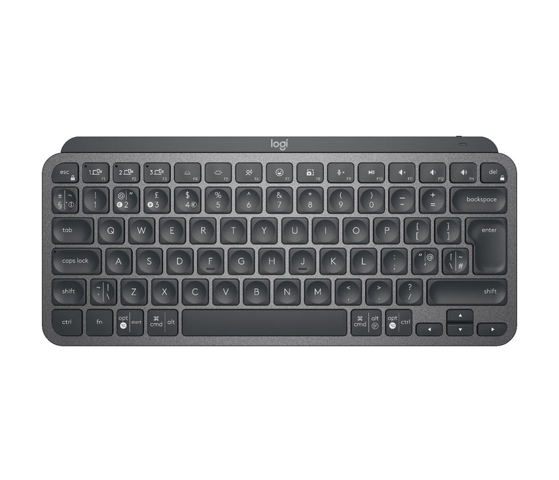Logitech MX Keys Mini Minimalist Wireless Illuminated Keyboard, Mini, RF Wireless + Bluetooth, Scissor key switch, QWERTY, Graphite