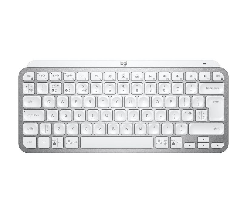 Logitech MX Keys Mini Minimalist Wireless Illuminated Keyboard, Mini, Wireless, RF Wireless + Bluetooth, Scissor key switch, QWERTY, Grey