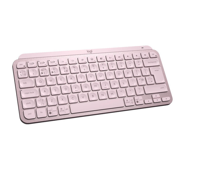 Logitech MX Keys Mini Minimalist Wireless Illuminated Keyboard, Mini, RF Wireless + Bluetooth, Scissor key switch, QWERTY, Pink