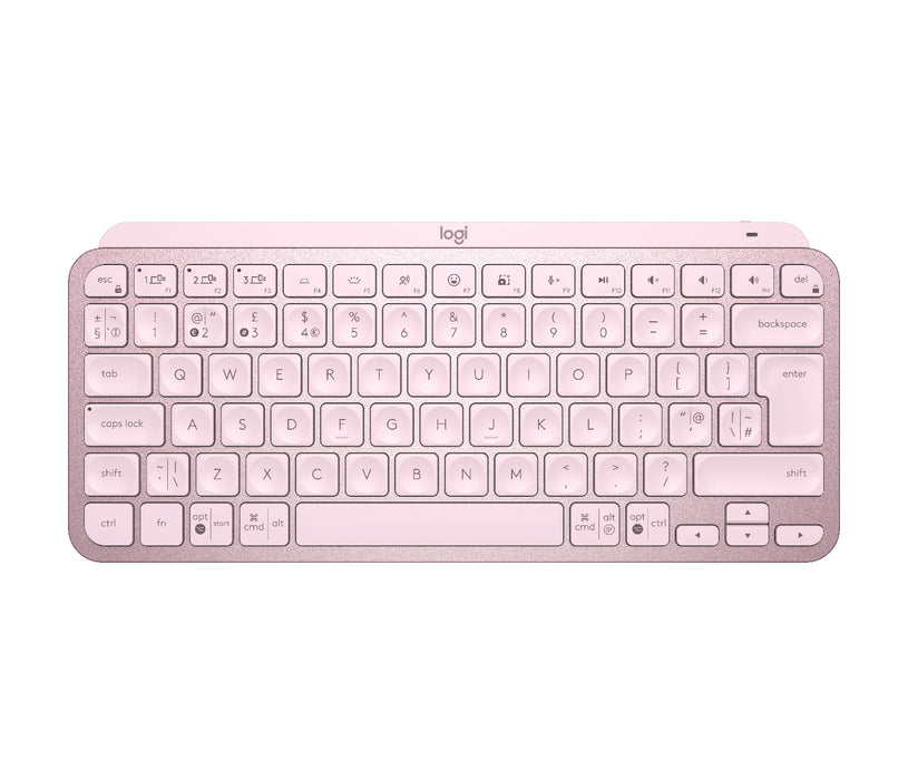 Logitech MX Keys Mini Minimalist Wireless Illuminated Keyboard, Mini, RF Wireless + Bluetooth, Scissor key switch, QWERTY, Pink