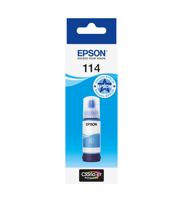 Epson 114 EcoTank Cyan ink bottle, Original, Cyan, Epson, ET-8500 ET-8600, Standard Yield, 70 ml