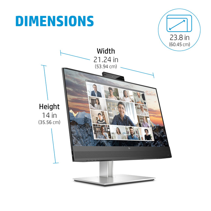 HP E24m G4 FHD USB-C Conferencing Monitor, 60.5 cm (23.8"), 1920 x 1080 pixels, Full HD, LCD, 5 ms, Black, Silver