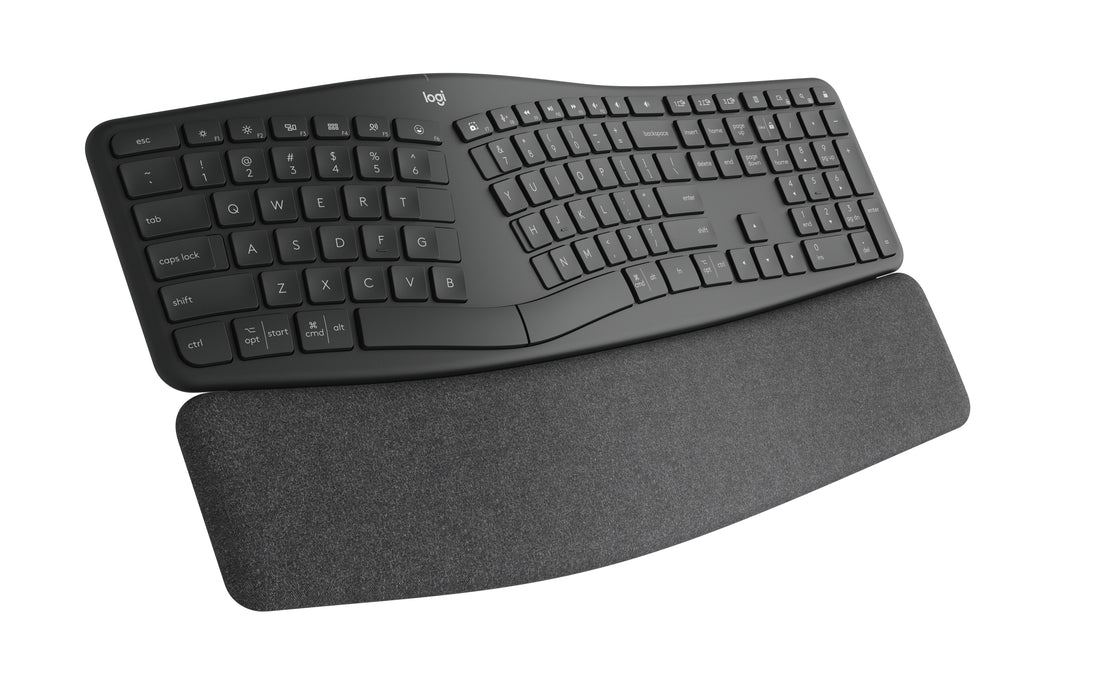 Logitech ERGO K860 for Business, Full-size (100%), Wireless, RF Wireless + Bluetooth, Semi-mechanical key switch, Graphite