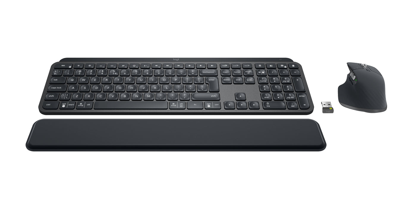 Logitech Mx Keys Combo For Business, Full-size (100%), RF Wireless + Bluetooth, QWERTY, Graphite, Mouse included