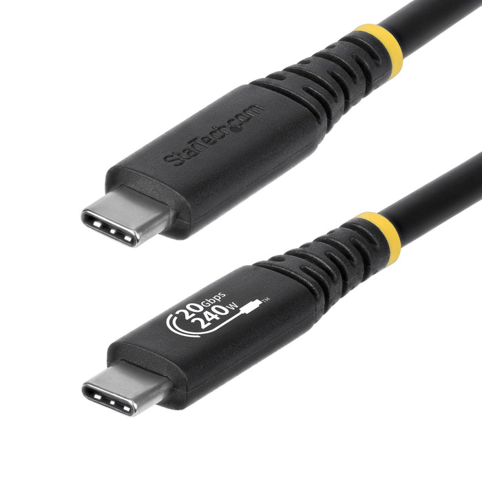 StarTech.com 2m (6ft) USB4 Cable, 20Gbps, USB-IF Certified USB-C Cable, 240W PD EPR, 4K 120Hz DP 2.1, TPE Jacket, Black USB-C Cord, 2 m, USB C, USB C, USB4 Gen 2x2, 20 Gbit/s, Black