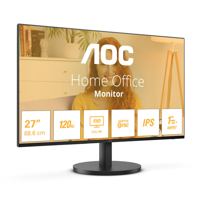 AOC B3 27B3HA2, 68.6 cm (27"), 1920 x 1080 pixels, Full HD, LED, 4 ms, Black