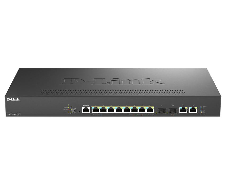 D-Link 12-Port Multi-Gigabit Smart Managed PoE+ Switch including 8 x 2.5G PoE+ Ports, Managed, L2/L3, 2.5G Ethernet (100/1000/2500), Power over Ethernet (PoE), Rack mounting