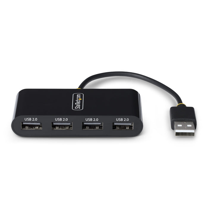StarTech 4-Port USB 2.0 Hub, USB Bus Powered, Small Travel Mini USB Hub, Multi-Port USB 2.0 Splitter, Portable USB Hub