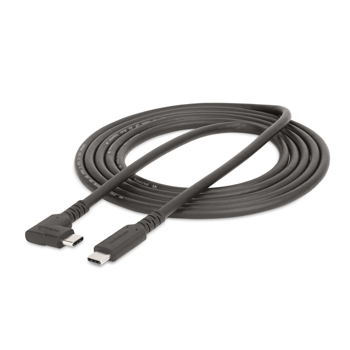 StarTech.com 6.6ft (2m) USB-C Cable, Right-Angled, USB 5Gbps, 100W (5A) Power Delivery, 4K 60Hz DP Alt Mode, Rugged USB C Cord - Thunderbolt Compatible, 2 m, USB C, USB C, USB 3.2 Gen 1 (3.1 Gen 1), 5 Gbit/s, Black