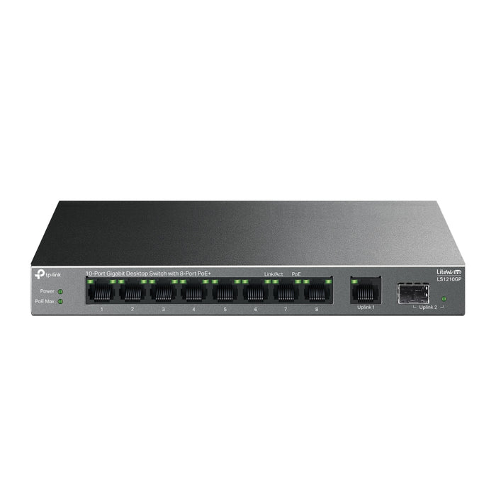 TP-Link LiteWave 10-Port Gigabit Desktop Switch with 8-Port PoE+, Unmanaged, Gigabit Ethernet (10/100/1000), Power over Ethernet (PoE)