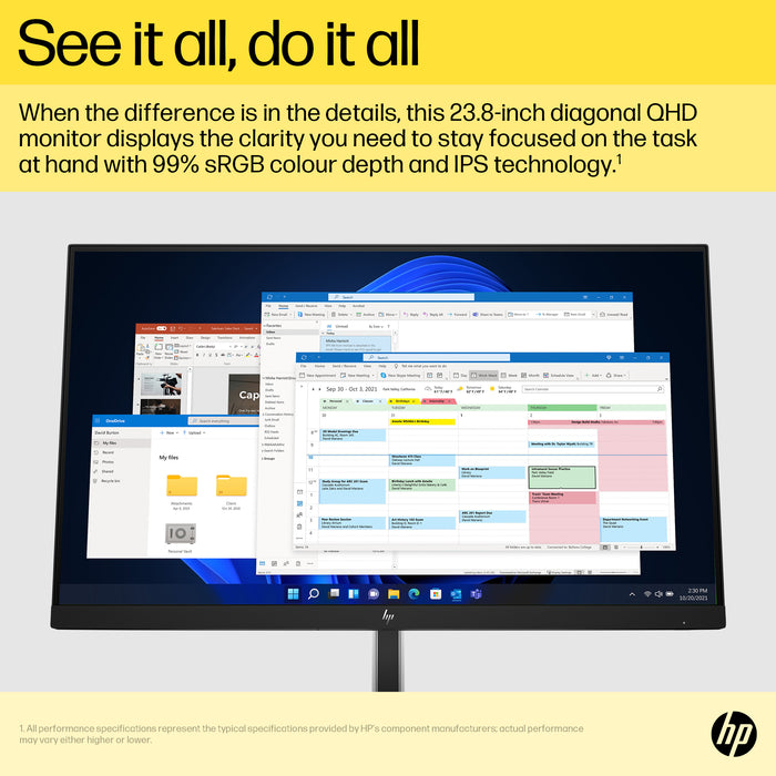 HP E24q G5 QHD Monitor, 60.5 cm (23.8"), 2560 x 1440 pixels, Quad HD, LCD, 5 ms, Black