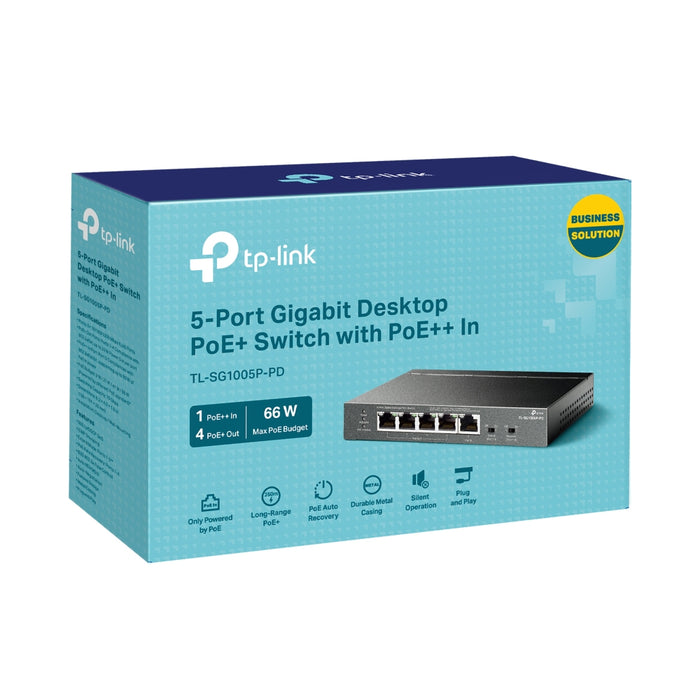 TP-Link TL-SG1005P-PD, Gigabit Ethernet (10/100/1000), Power over Ethernet (PoE), Wall mountable