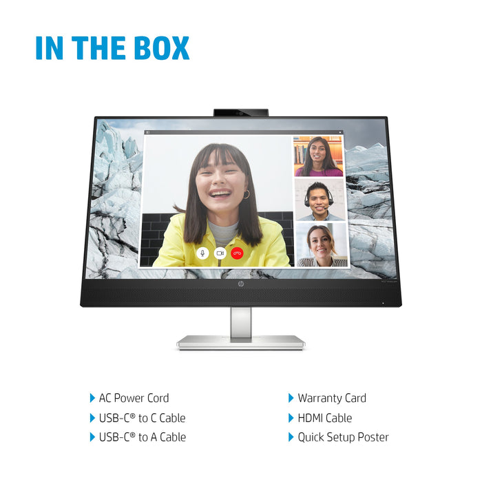 HP E27m G4 QHD USB-C Conferencing Monitor, 68.6 cm (27"), 2560 x 1440 pixels, Quad HD, LCD, 5 ms, Black, Silver