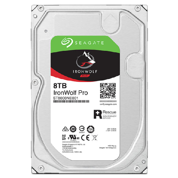 Seagate IronWolf Pro ST8000NT001, 8 TB, 7200 RPM, 256 MB, 3.5", Serial ATA III