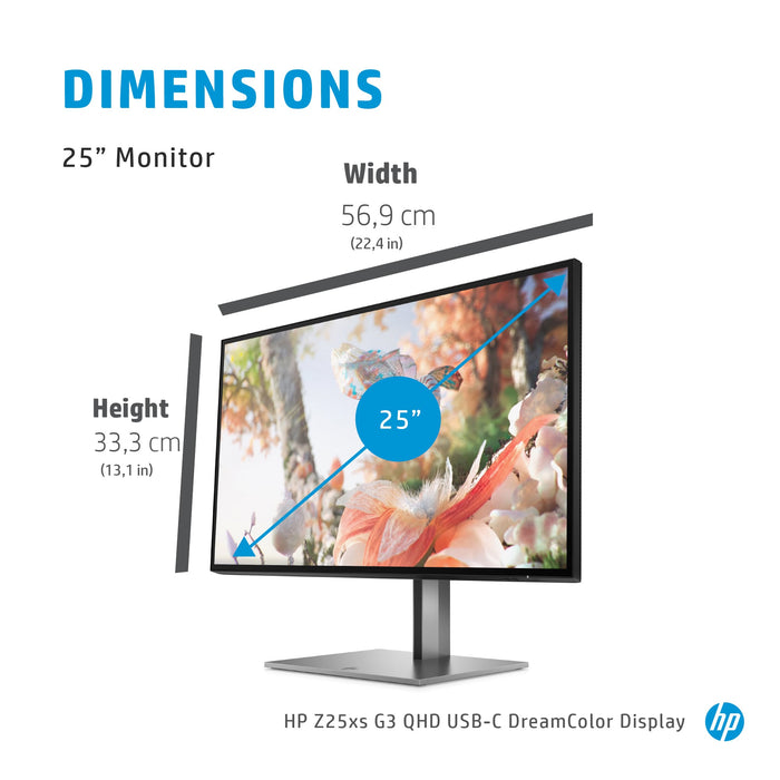 HP Z25xs G3 QHD USB-C DreamColor Display, 63.5 cm (25"), 2560 x 1440 pixels, Quad HD, 14 ms, Grey