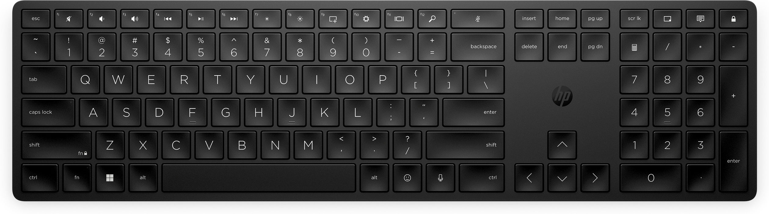 HP 455 Programmable Wireless Keyboard, Full-size (100%), RF Wireless, Membrane, Black