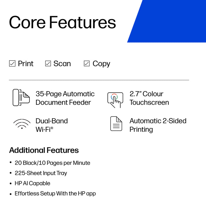 HP OfficeJet Pro 8125e Wireless All-in-One Color Printer, Instant Ink; Two-sided printing, Thermal inkjet, Colour printing, 4800 x 1200 DPI, A4, Direct printing, Blue