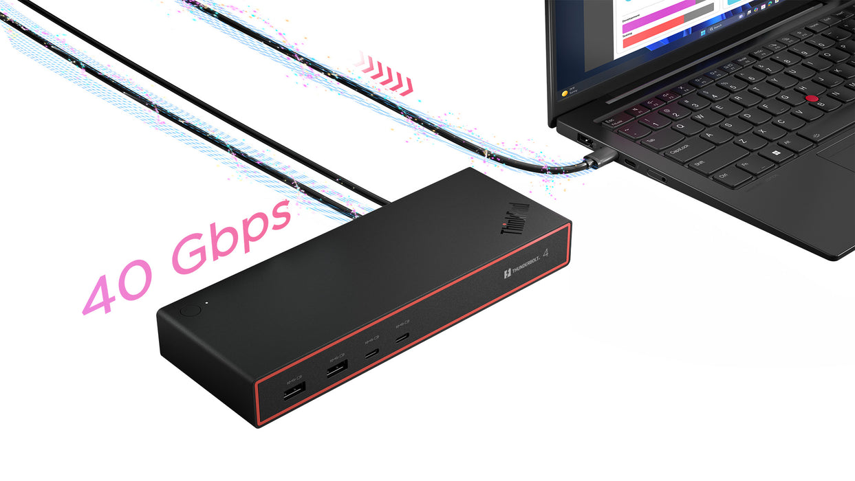 Lenovo 40BG0135UK, Wired, Thunderbolt 4, 100 W, 2500 Mbit/s, Black, Eclipse Black