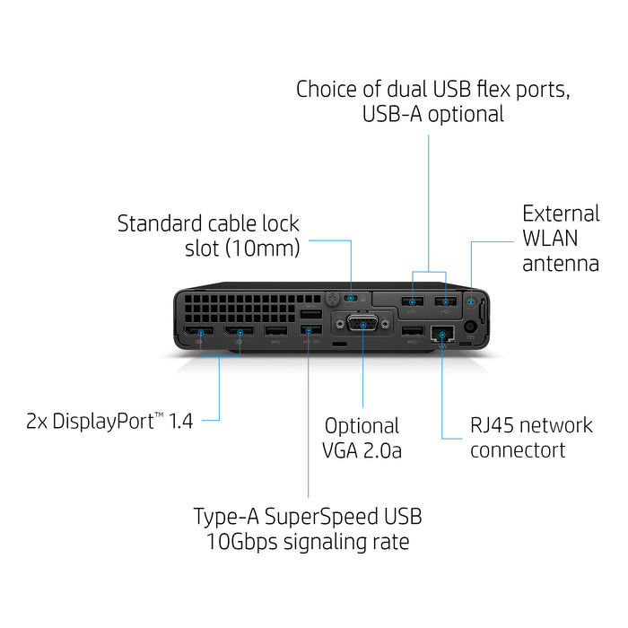 HP EliteDesk 800 G6 Desktop Mini PC Wolf Pro Security Edition, 2.3 GHz, Intel® Core™ i5, i5-10500T, 8 GB, 256 GB, Windows 11 Pro