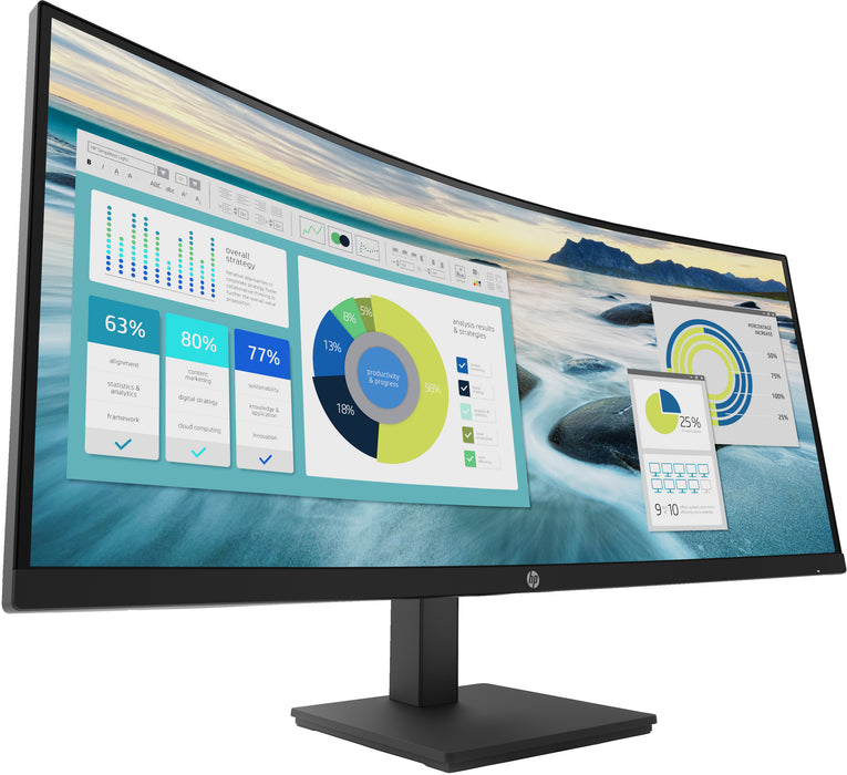 HP P34hc G4 WQHD USB-C Curved Monitor, 86.4 cm (34"), 3440 x 1440 pixels, Wide Quad HD, LCD, 5 ms, Black