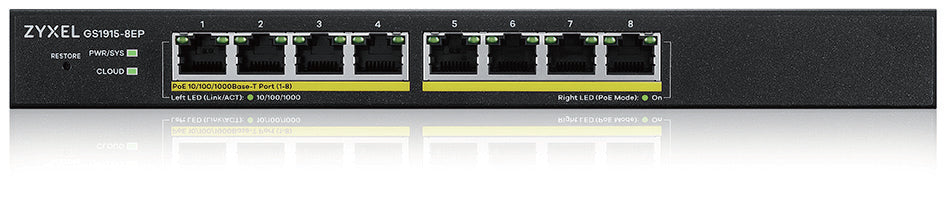 Zyxel GS1915-8EP, Managed, L2, Gigabit Ethernet (10/100/1000), Full duplex, Power over Ethernet (PoE)