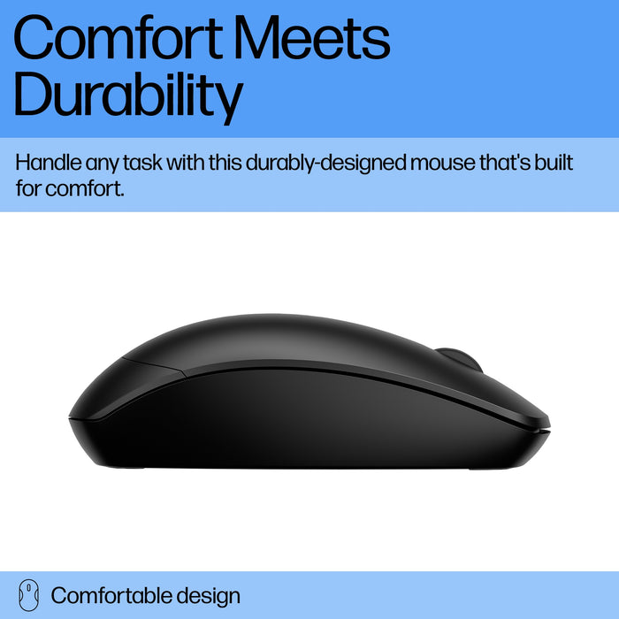 HP 230 Slim Wireless Mouse, Ambidextrous, Optical, RF Wireless, 1600 DPI, Black