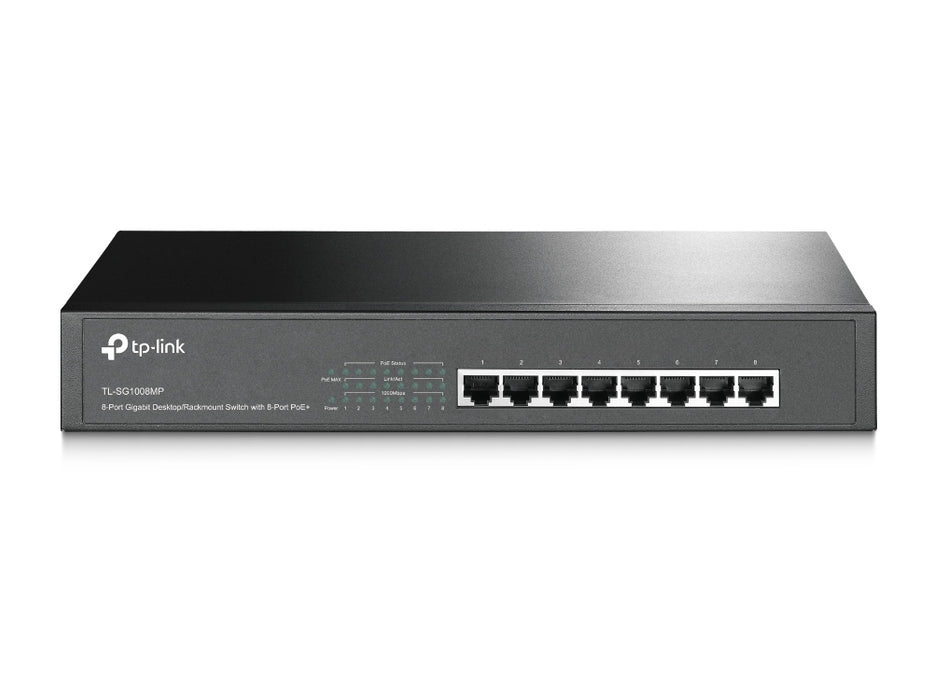TP-Link TL-SG1008MP, Unmanaged, Gigabit Ethernet (10/100/1000), Power over Ethernet (PoE), Rack mounting