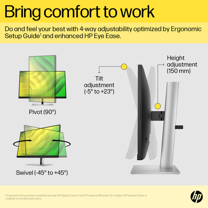 HP E24q G5 QHD Monitor, 60.5 cm (23.8"), 2560 x 1440 pixels, Quad HD, LCD, 5 ms, Black