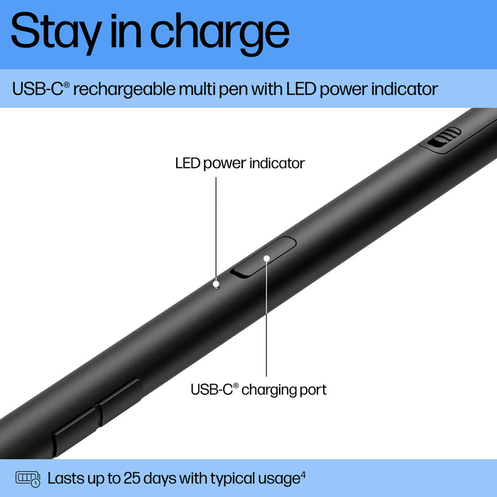 HP 705 Rechargeable Multi Pen, Laptop, HP, Black, Built-in, Lithium-Ion (Li-Ion), China