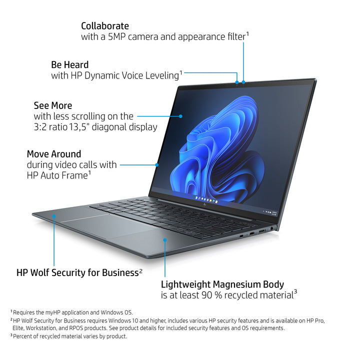 HP Elite Dragonfly 13.5 inch G3, Intel® Core™ i7, 34.3 cm (13.5"), 1920 x 1280 pixels, 16 GB, 512 GB, Windows 11 Pro