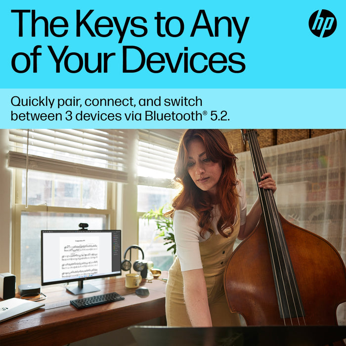 HP 355 Compact Multi-Device Bluetooth Keyboard, Bluetooth, Mechanical, Black