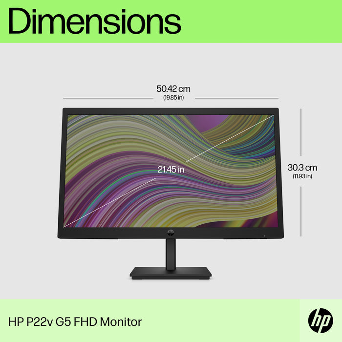 HP P22v G5 FHD Monitor, 54.5 cm (21.4"), 1920 x 1080 pixels, Full HD, 5 ms, Black