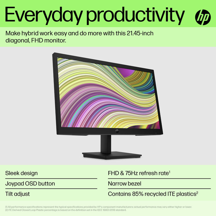 HP P22v G5 FHD Monitor, 54.5 cm (21.4"), 1920 x 1080 pixels, Full HD, 5 ms, Black