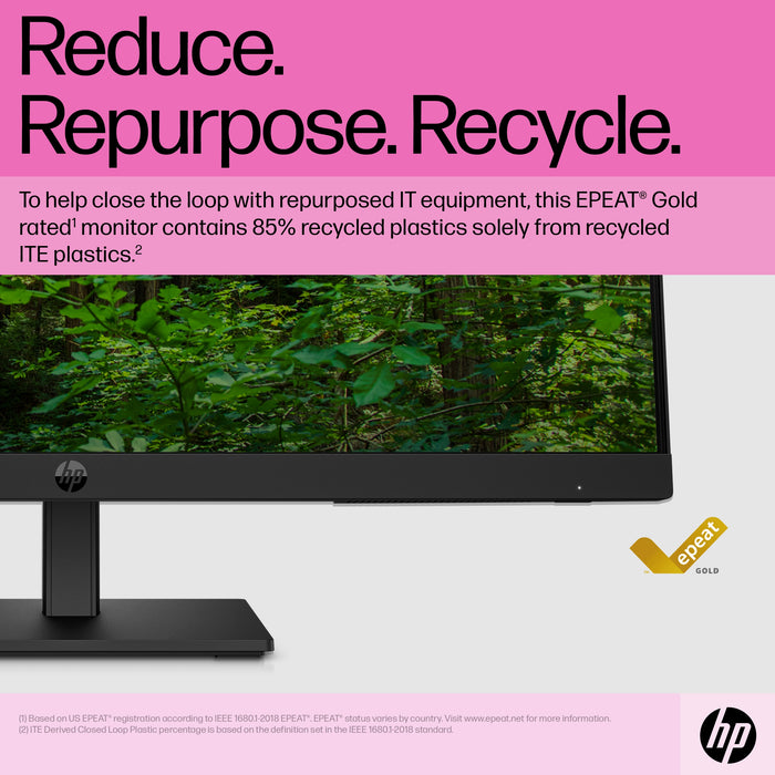 HP P24h G5 FHD Monitor, 60.5 cm (23.8"), 1920 x 1080 pixels, Full HD, LCD, Black