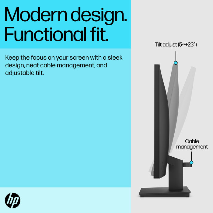 HP P24v G5 FHD Monitor, 60.5 cm (23.8"), 1920 x 1080 pixels, Full HD, LCD, 5 ms, Black