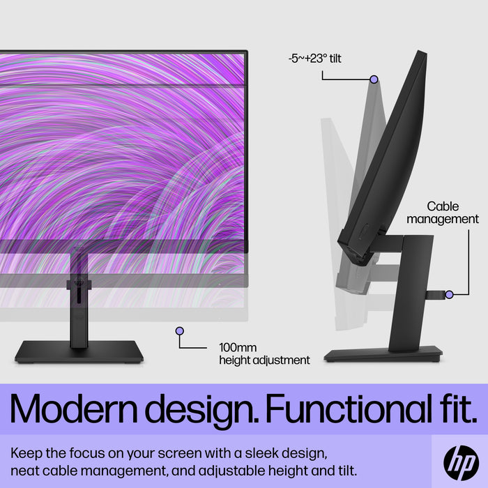 HP P22h G5 FHD Monitor, 54.6 cm (21.5"), 1920 x 1080 pixels, Full HD, LCD, 5 ms, Black