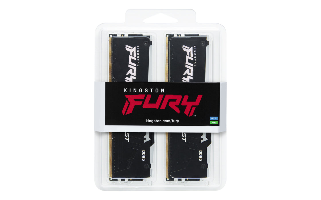 Kingston Technology FURY Beast 64GB 6000MT/s DDR5 CL30 DIMM (Kit of 2) RGB EXPO, 64 GB, 2 x 32 GB, DDR5, 288-pin DIMM, Black