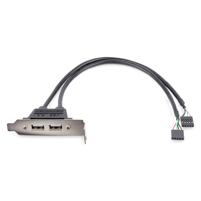 StarTech.com 2 Port USB A Female Low Profile Slot Plate Adapter, IDC, USB 2.0, Full-height / Low-profile, PC Motherboard, Grey, Metallic, 0.48 Gbit/s