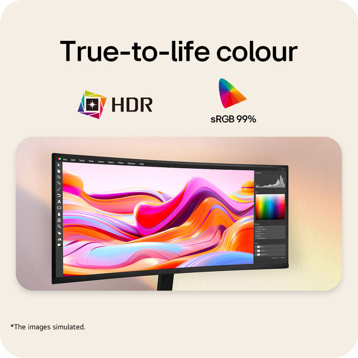 LG UltraWide U6 34U601B, 34-inch WQHD Curved (1800R) 120Hz Monitor, HDR10 & 99% sRGB AMD FreeSync™ Premium, 86.4 cm (34"), 3440 x 1440 pixels, UltraWide Quad HD, LCD, 5 ms, Black