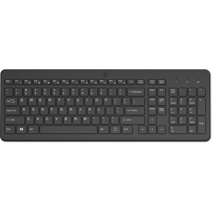 HP 225 Wireless Keyboard, Full-size (100%), Wireless, RF Wireless, Black