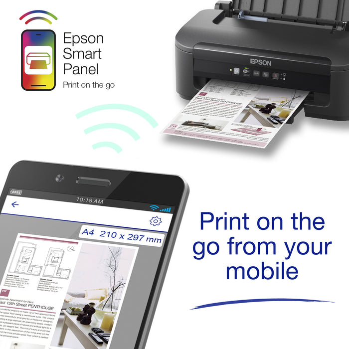 Epson WorkForce WF-2110W, Colour, 5760 x 1440 DPI, A4, 3000 pages per month, 34 ppm, Duplex printing