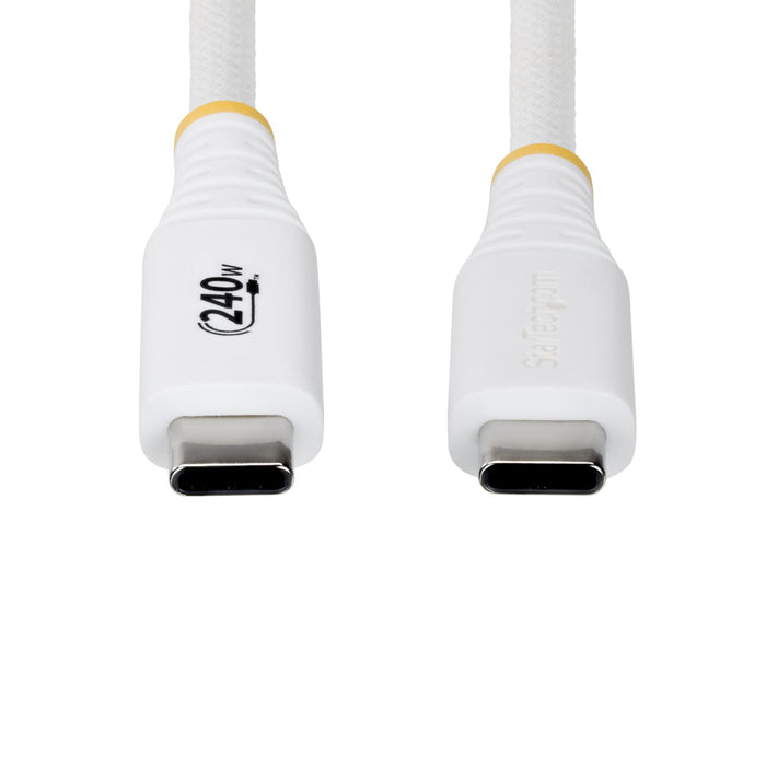 StarTech.com 3m (10ft) USB-C Charging Cable, Durable and Ultra-Flexible, 240W (5A) PD EPR, USB 2.0 Laptop Charger Cable, USB-IF Certified, Rugged USB-C Charging Cord - White, 3 m, USB C, USB C, USB 2.0, 0.48 Gbit/s, White