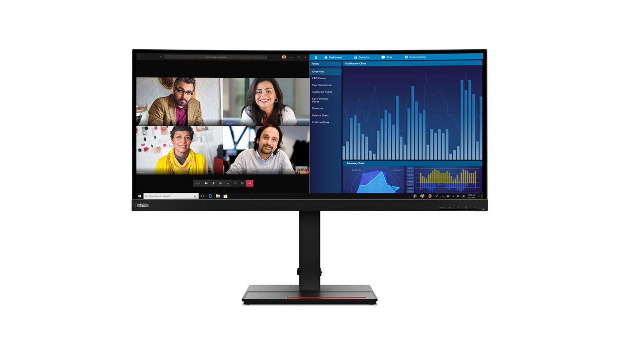 Lenovo ThinkVision P34w-20, 86.7 cm (34.1"), 3440 x 1440 pixels, Wide Quad HD, LED, 6 ms, Black