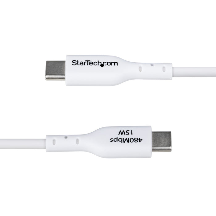 StarTech.com 3ft (1m) USB-A to USB-C Charging Cable, Charge & Sync, 3A, USB 2.0, TPE Jacket - White USB Charging Cord, 1 m, USB A, USB C, USB 2.0, 0.48 Gbit/s, White